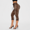 Leopard Print Drawstring Lace Trim Capri Leggings