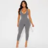 Halter Deep V-Neck Ribbed Jumpsuit Custom For Women