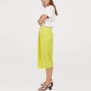 high waist yellow velour maxi pencil skirt