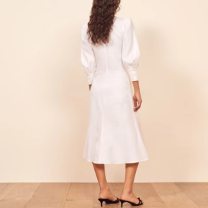 v-neck fitted midi dress back views