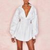 full cotton shirt mini dresses