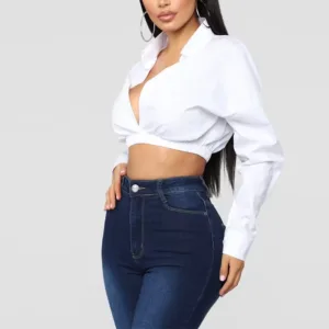 long sleeve crop top side show