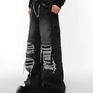 Custom distressed denim pants