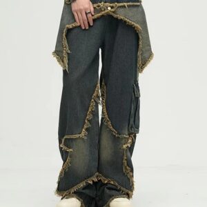 Custom embroidered cargo jeans