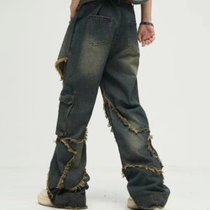 Washed star embroidered jeans