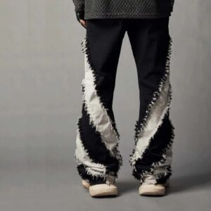 fringe baggy flare jeans for men