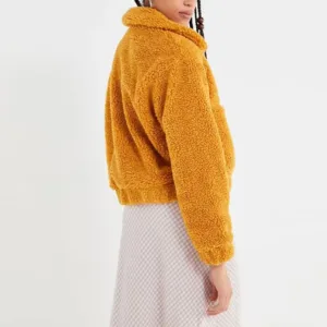 yellow corduroy hooded cropped jacket side show