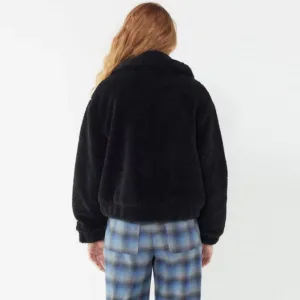 black corduroy hooded cropped jacket back show