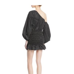 vibrant polka dot prints asymmetric Italian dress