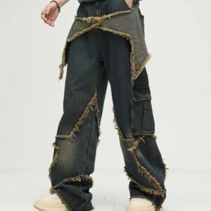 wide leg denim pants