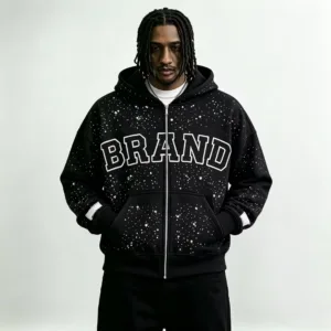 oversized full-zip hoodies with splatter prints